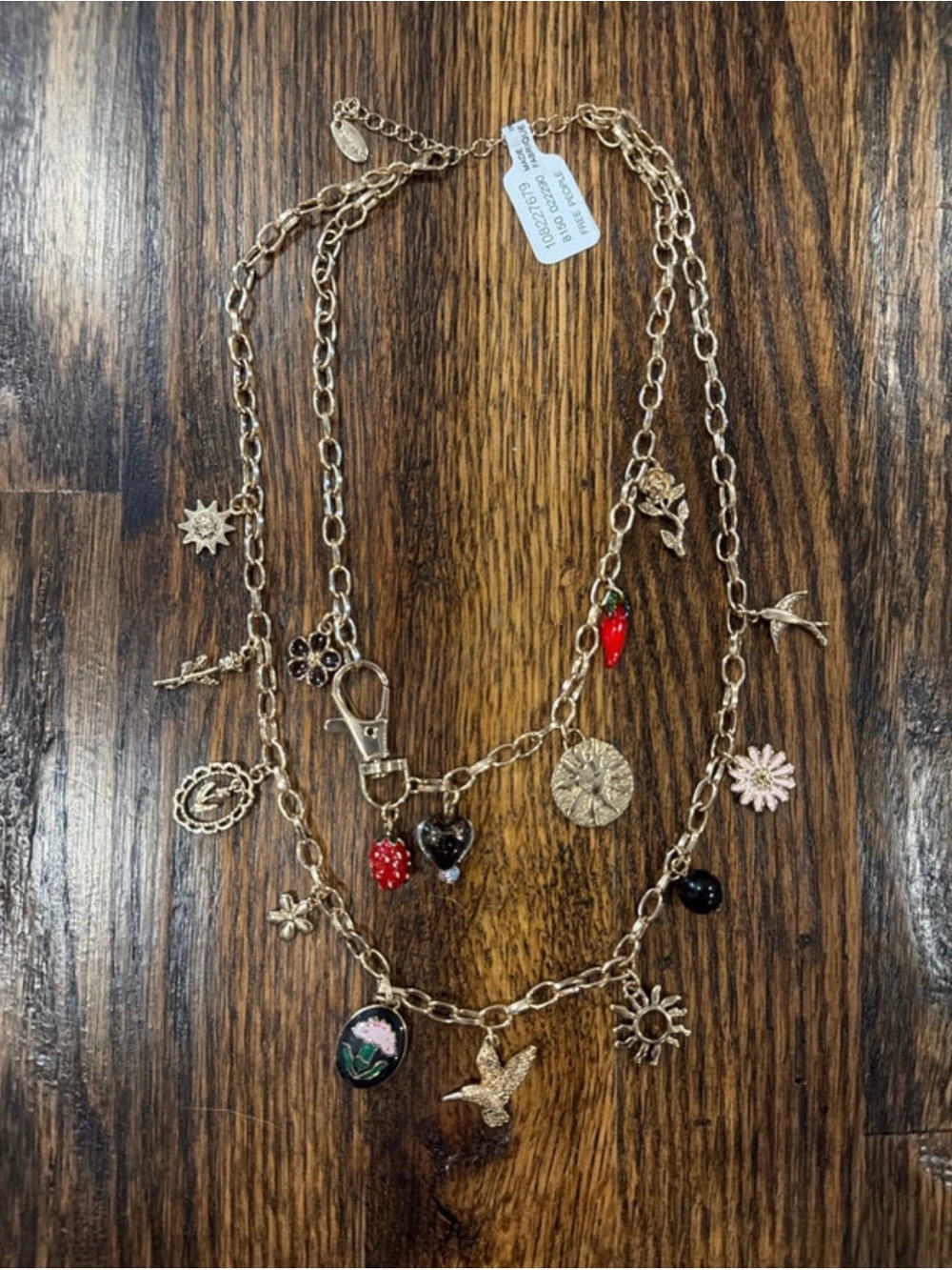 Free People Maxamillion Foliage Green Charm Necklace NWT